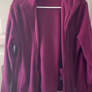 Lands' End Magenta Fleece Jacket